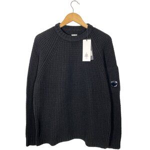 C.P. Company Merino Wool Lens Crewneck Sweater Black mens size 46 / US Small